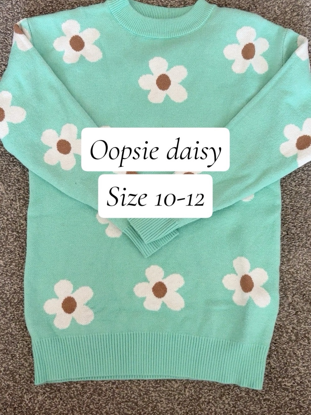 Oopsie Daisy Mint Floral Knit Sweater - Kids